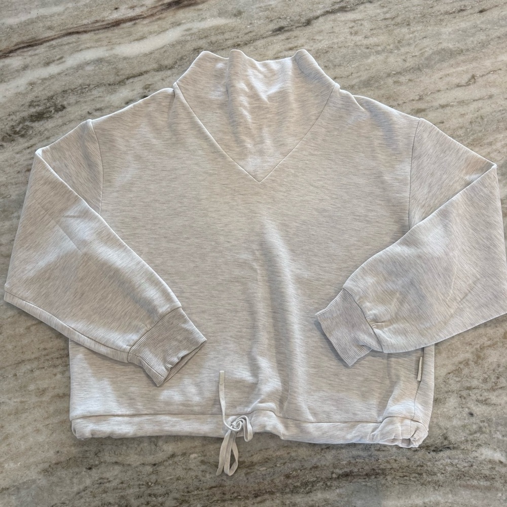 LIKE NEW Varley Betsy Funnel Neck Sweathshirt, Ivory Marl, Size Medium